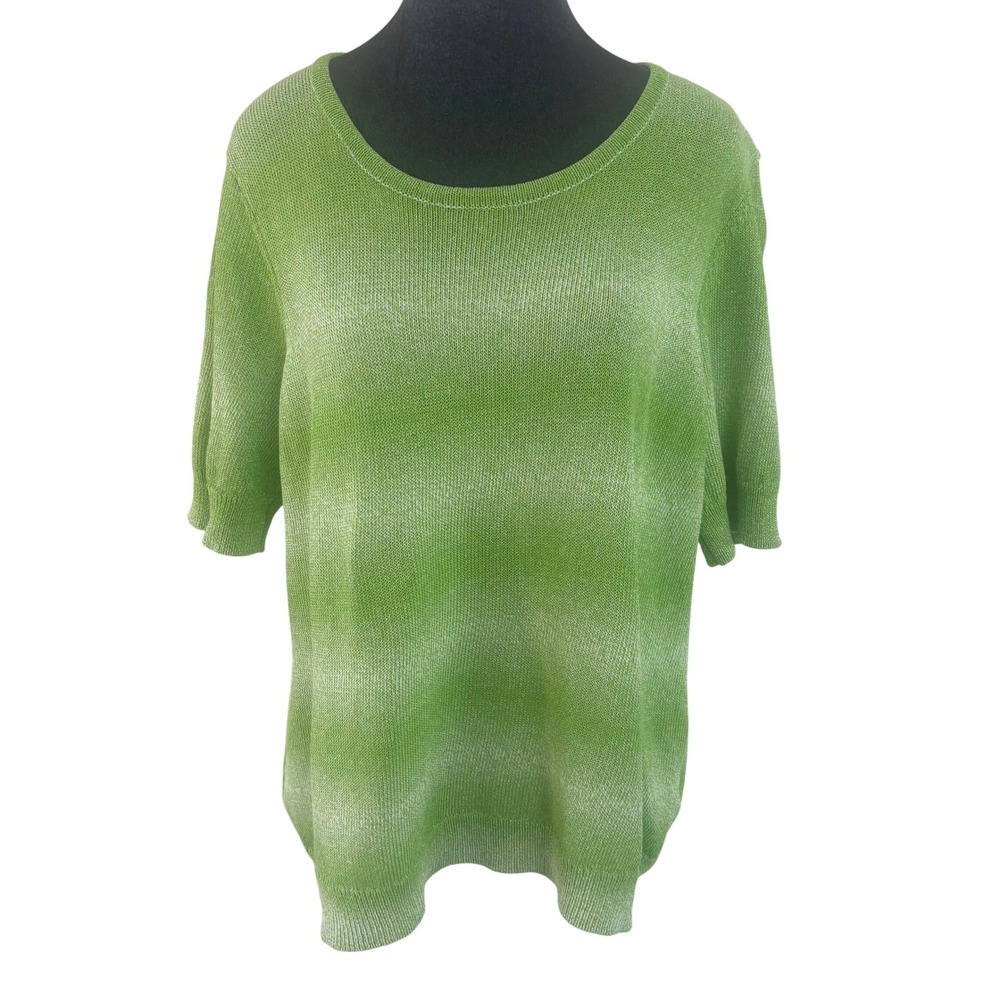 Alison Sheri Wms Dopamine‎ Dressing Green Ombre Short Sleeve Summer Sweater L
